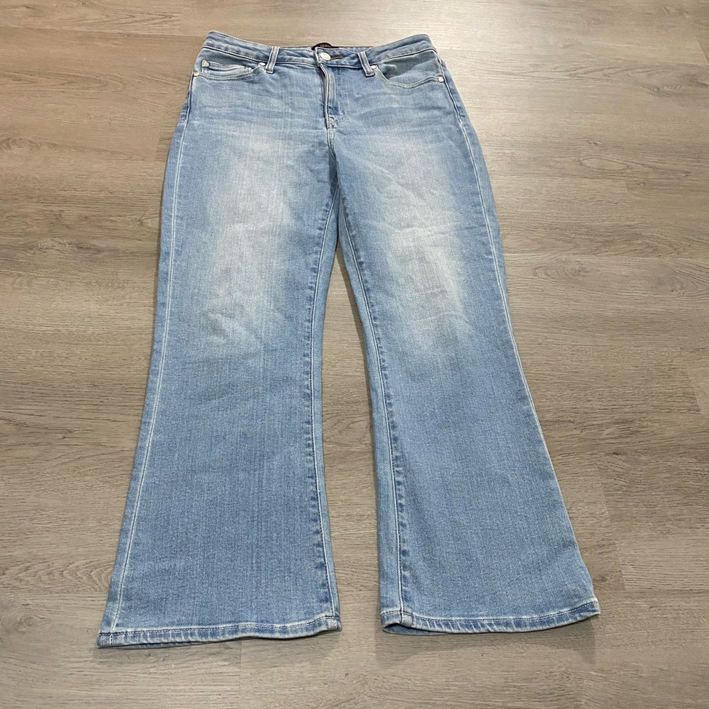 Quince Bella Stretch High Rise Kick Flare 29 Jeans Frosted Blue FLAW - Picture 3 of 10